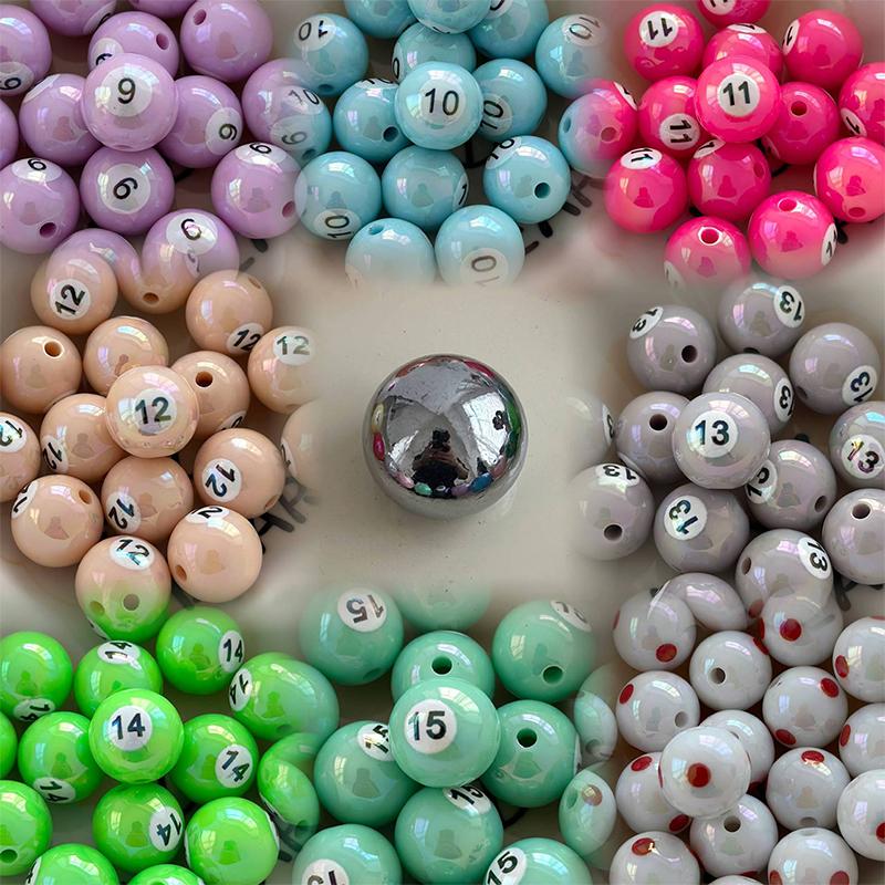 1Pc 16Mm Round Acrylic Big Hole Billiards Ball Loose Spacer Beads For Jewelry Making Diy Handmade Bracelet Findings