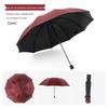 Black Reinforced Folding Umbrella, Sun & Rain Protection, Solid Color, Three-Fold, Fits 1-2 People, Ideal for Business Men & Women.