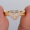 White Zircon  Love Heart Rings For Women Vintage Gold Color Engagement Bands Wedding Jewelry Bridal Valentine's Day Gifts