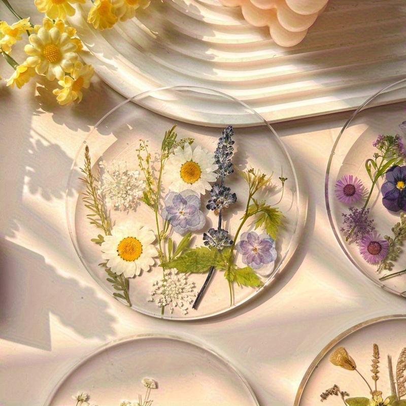 1/4pc 2D Flat Acrylic Coaster Colorful Printed for Wedding Birthday Mother's Day Gift Table Decor Wildflower Pattern Vase Holder