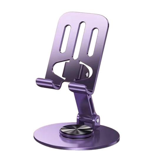 Phone Holder Foldable 360 Rotation Adjustable Desk Stand Metal Anti-Slip Silicone Pad Bracket for Phones Tablets