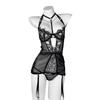 Sexy lingerie French suspender vest uniform pure desire transparent strap lace neck free set