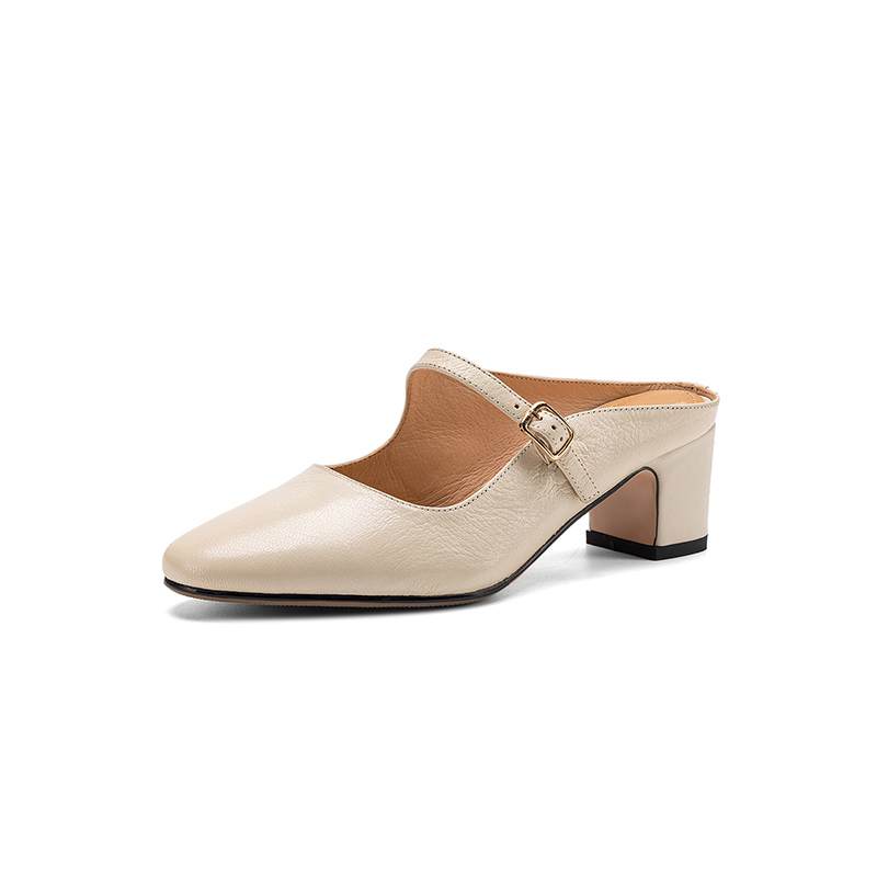 Krazing Pot sheepskin mules Summer Size 42 round Toe slip on Women Shallow Pumps