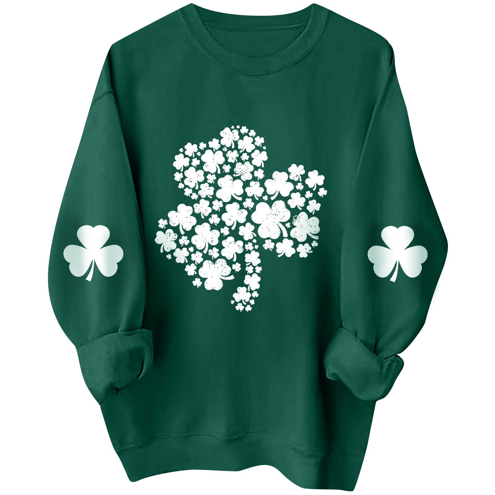 

Жіночі світшоти з круглим вирізом і довгим рукавом великого розміру Funny St. Ірландський сорочковий пуловер Patrick s XXL