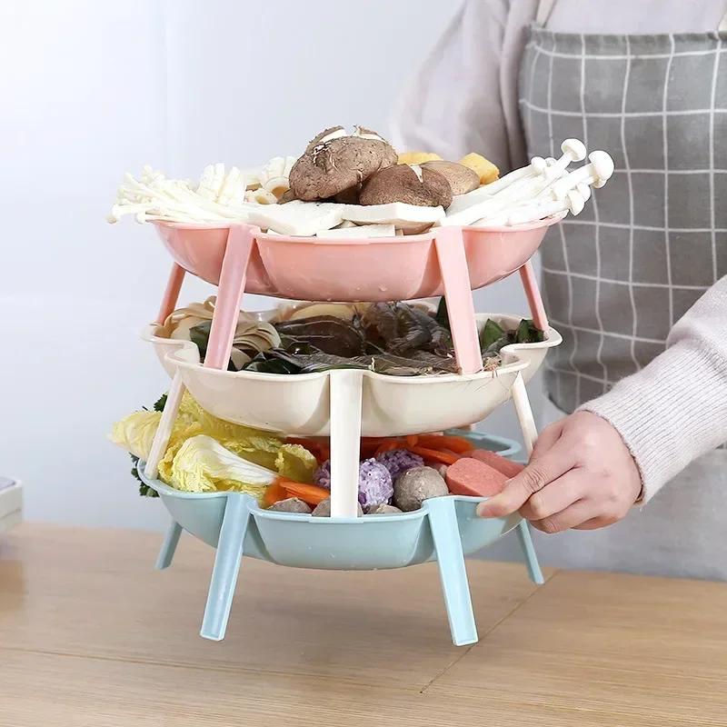 Convenience Household Tools Can Be Superimposed Flower Plate Side Dish Tableware Fruit Small Plate Dessert Plate Accessories