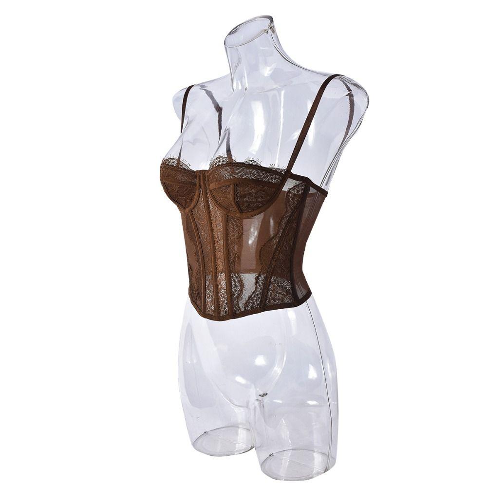 Transparent Lace Camisole Slim fit Suspender Vest Spicy Girl Style Lace Corset  Travel