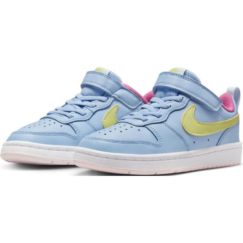 Nike Court Borough 2 Slip-Resistant Cushioning Wear-Resistant Low-Top Children's Basketball Shoes Blue Kids' Sneakers BQ5451-405