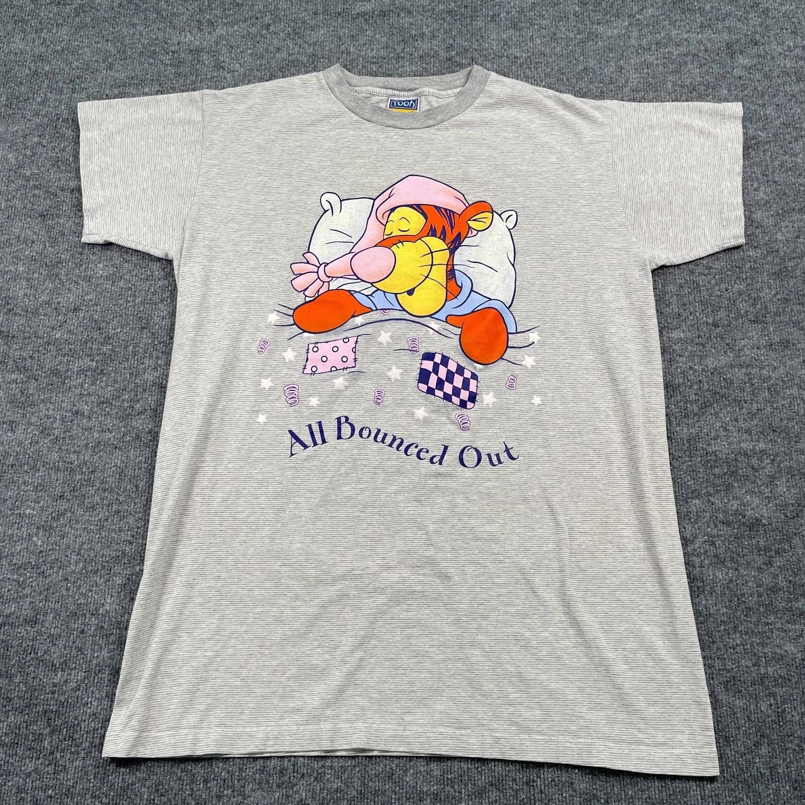 

Vintage 90s Winnie the Pooh Tigger Shirt Large 22x32 Pinstripes Gray S