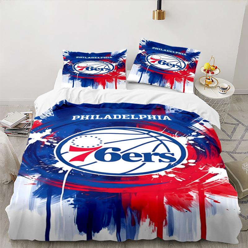 76ers Basketball Team Bedding Set 3pcs, High Quality Bedding Set Including 1pc Duvet Cover And 2pcs Pillowcases for Bedroom, Dormitory Gift