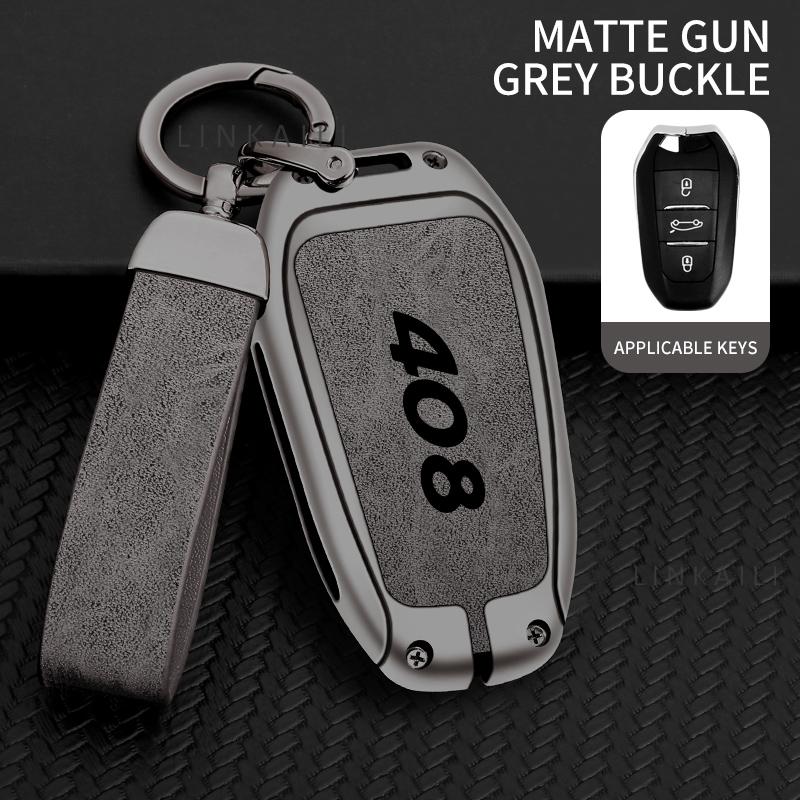 Custodia Portachiavi Auto in Lega e Vera Pelle di Alta Qualità Adatta per Peugeot 408 Custodia Portachiavi Auto 2014 Accessori Auto