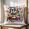 Feliz Dia MaMa Cushion Cover Natural Linen Organic Fabric DoubleSided Printing Couch Pillow Covers Home Decor