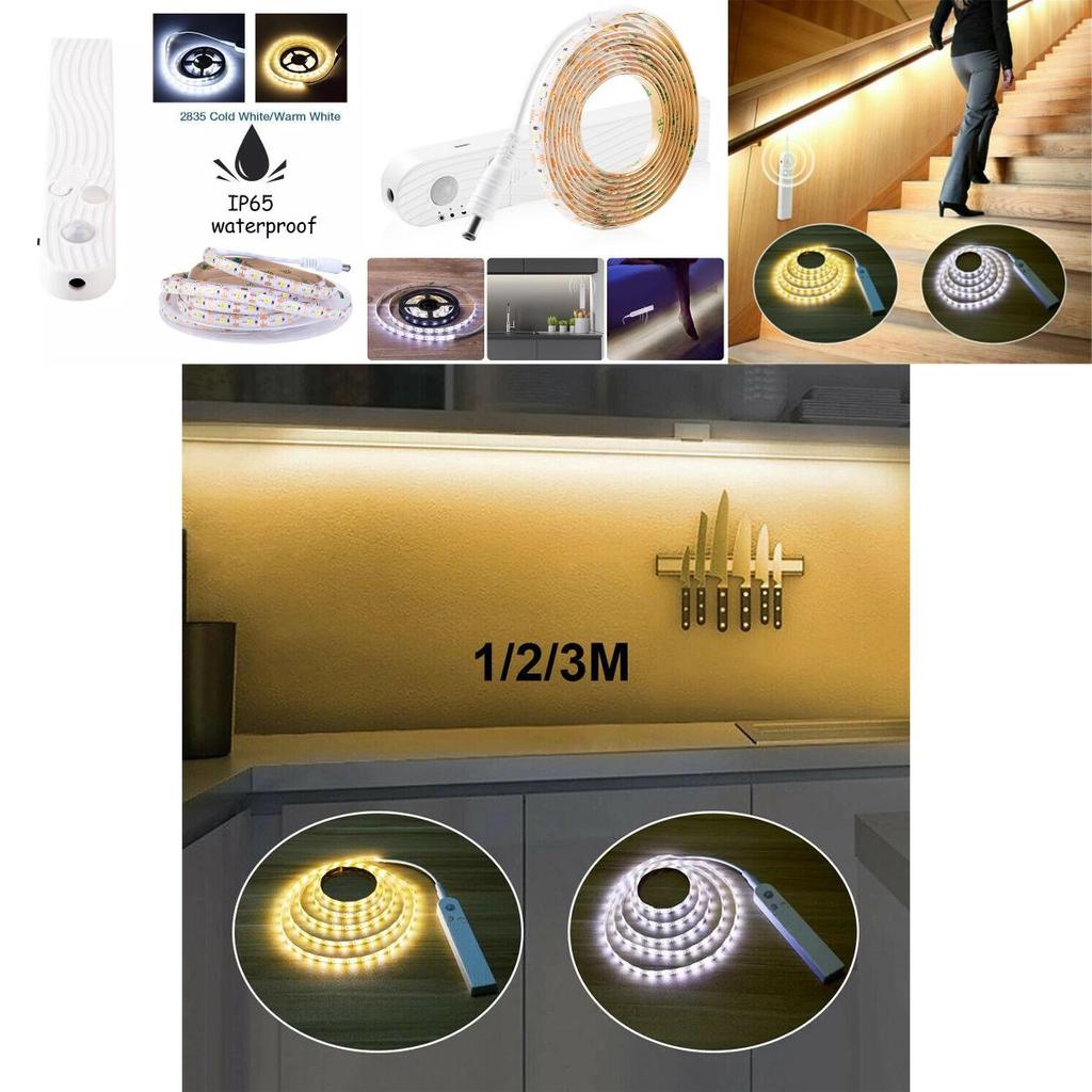 Versatile Pir Motion Sensor Led Strip Lights For Cabinets And Stairs With Warm And Cool White Options