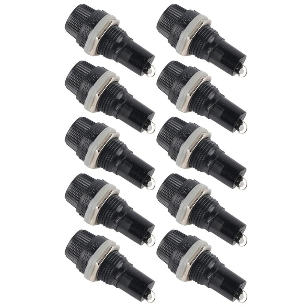 10pcs Panel Mount Screw Cap Fuse Holder Case for Radio Glass Tube Fuses 5 x 20mm
