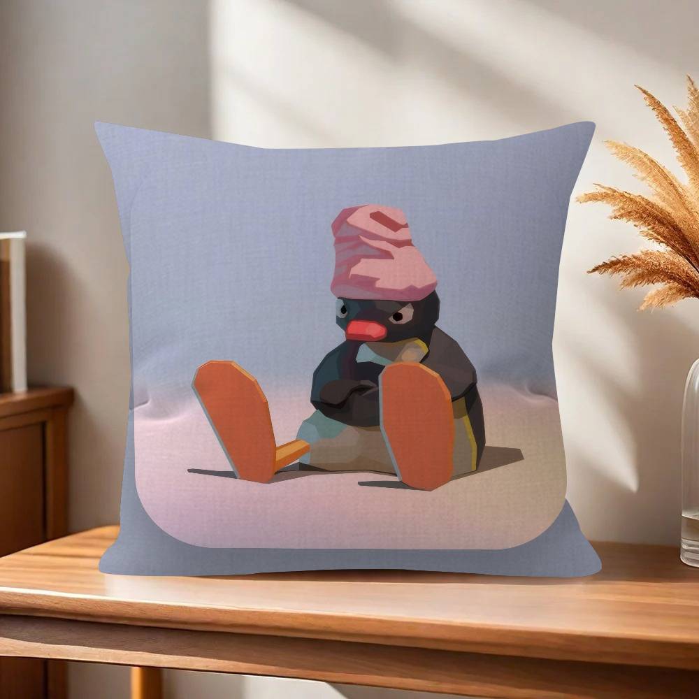 Pingu Cartoon Cute Pillow Gift Home Office Decoration Bedroom Sofa Car Cushion Cover case x
