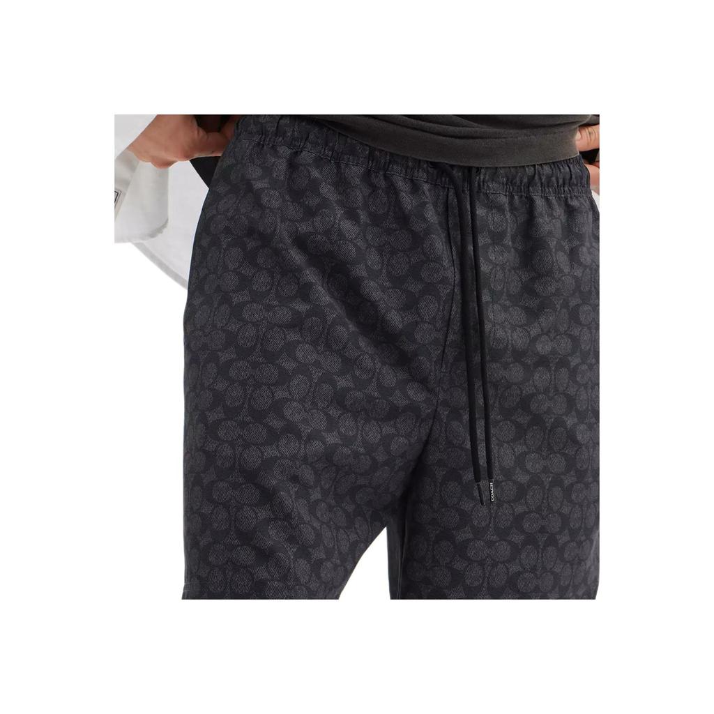 Coach Ss25 Solid Color All Over Print Elastic Drawstring Three Quarter Beach Shorts Men shorts Black CZ537-R8E