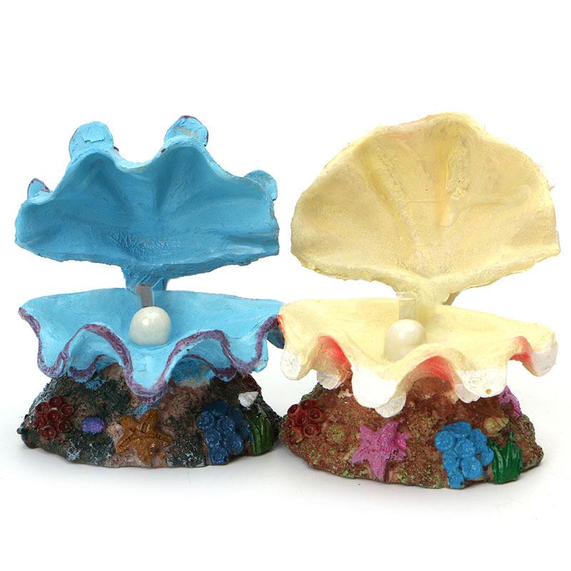 Pearl Scallop Aquarium Decoration: Shell Bubbler Air Stone with Connector for Oxygen Pump