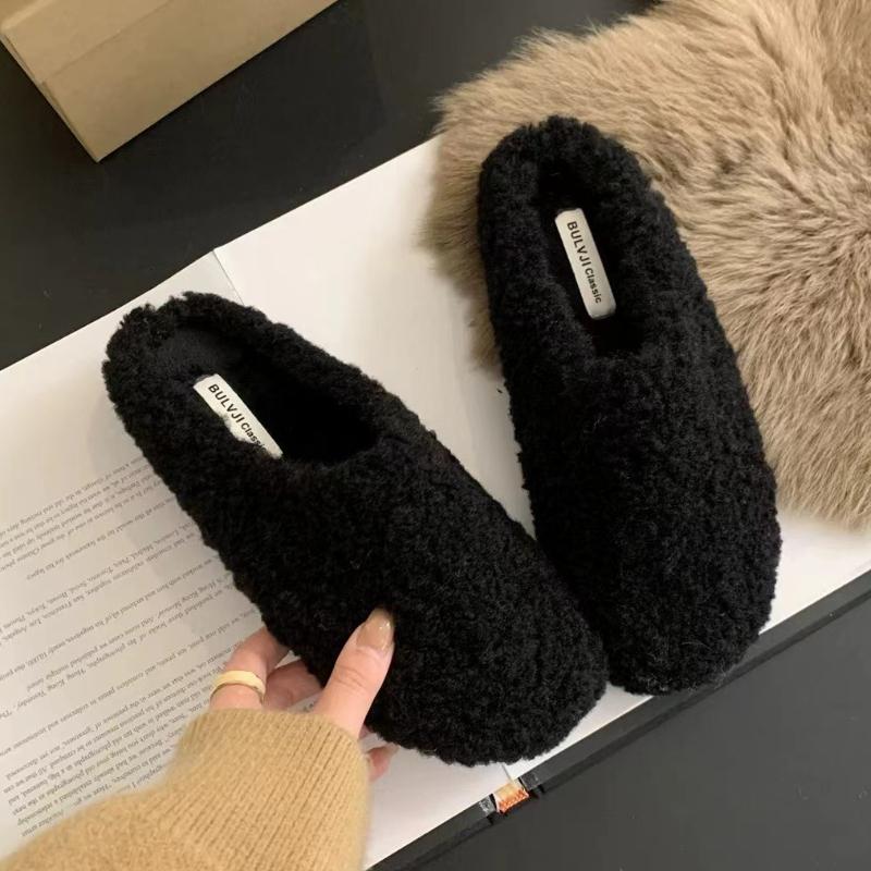 

Fashion Women Fur Slippers Casual Flats Mules Shoes Suede New Winter 2025 Trend Fashion Woman Sneakers Slingback Cozy Flip Flops Slides 35 чёрный