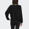 adidas Women's Black Velvet Crew Neck Loose Casual Sports Sweatshirt FI9254