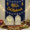Creative Night Light Ornament LED Eid Wooden Decoration Handmade Eid Desktop Ornament  Scene Layout