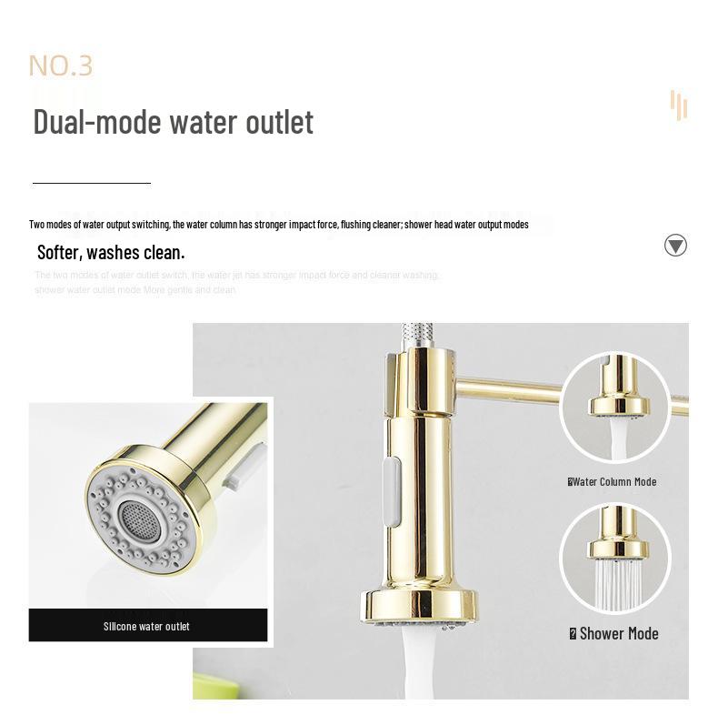 Stainless Steel Pull-Out Kitchen Faucet with Hot & Cold Extension for Vegetable Washing