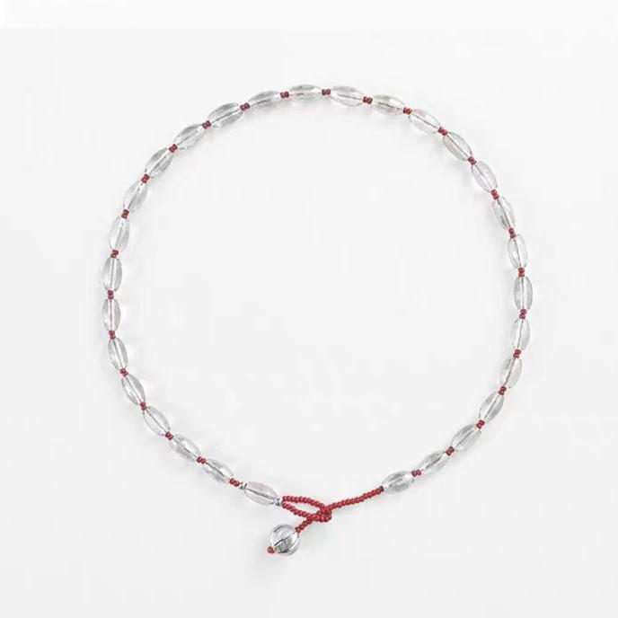 Red Agate Glass Beads Necklace: Elegant, Simple Pendant Chain for Versatile, Luxurious Fashion