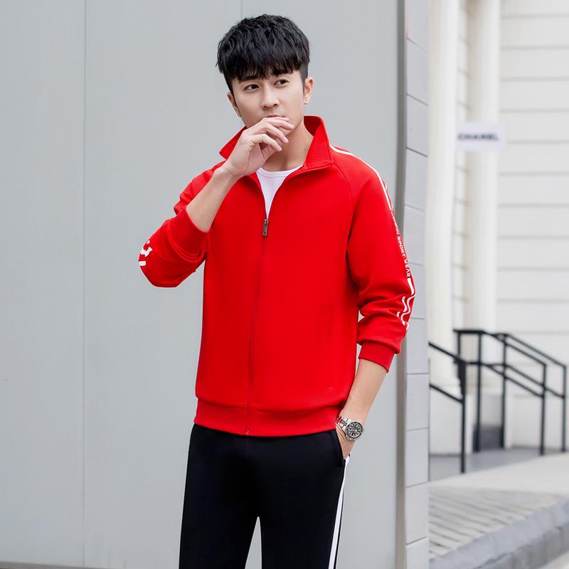 Spring & Autumn Unisex Korean-Style Running Casual Sportswear Set with Optional Logo