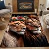 Regal Lions with Floral Crown Patterned carpet, non slip mat suitable for living room and bedroom sofas