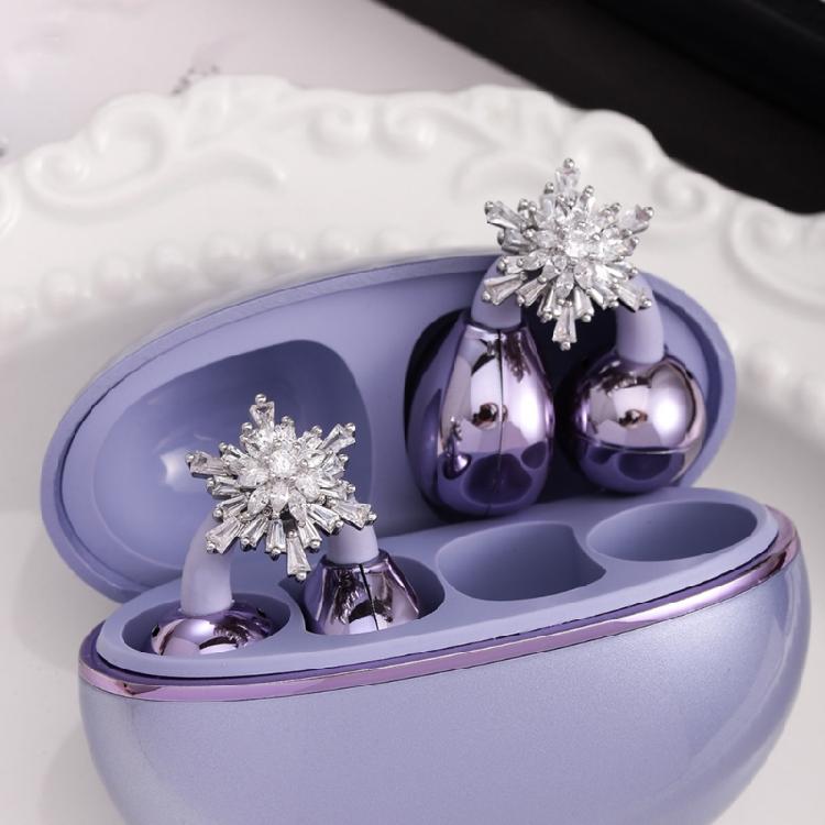 Crystal Encrusted Rotating Earphone Clip Snowflakes Pattern Not Slip Grip Earphone Holder Pair for FreeClip