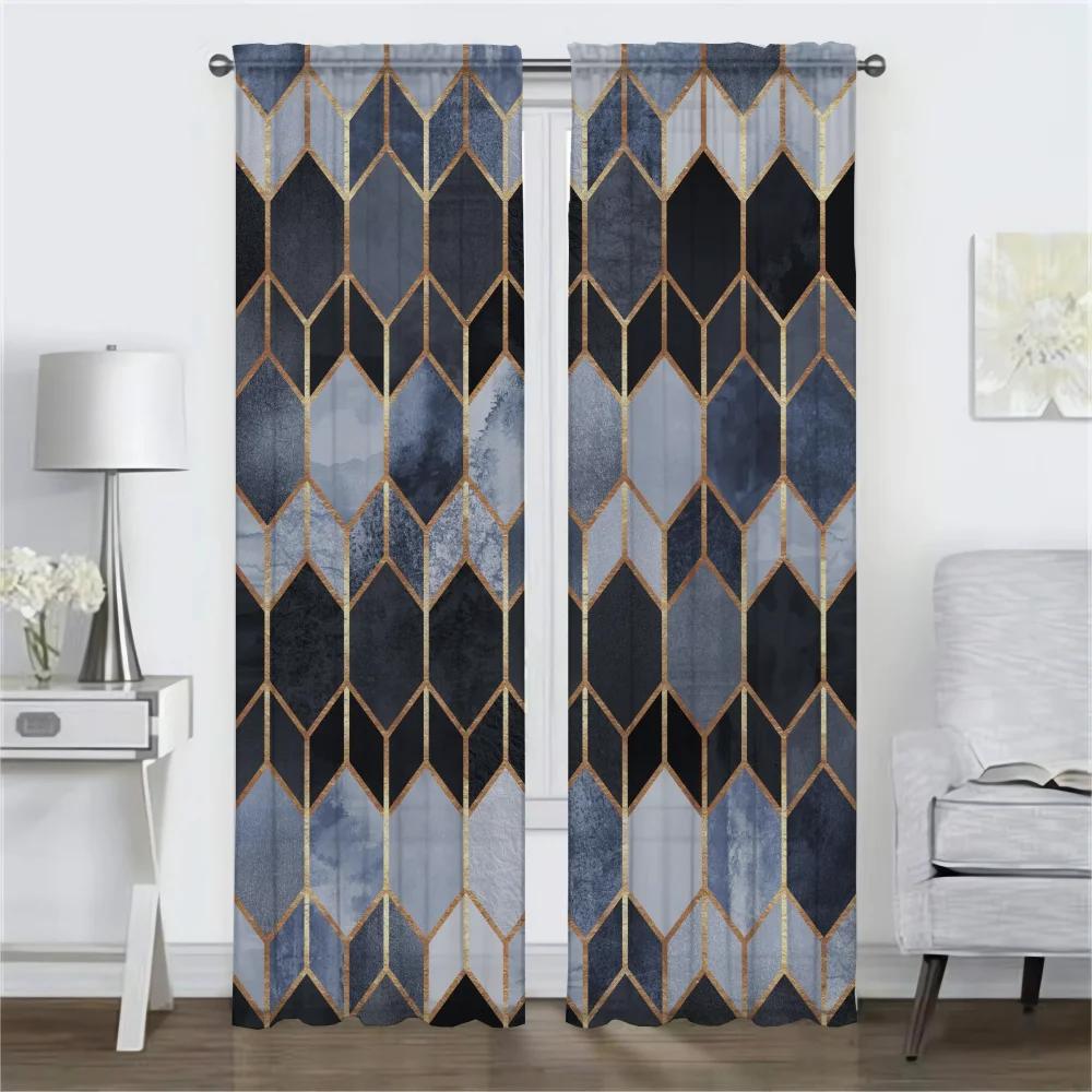 Modern Geometric Prismatic Lattice Partition Curtain Room Panel Living Curtains Tulle Bedroom Shades Darkening Polyester Ideal For