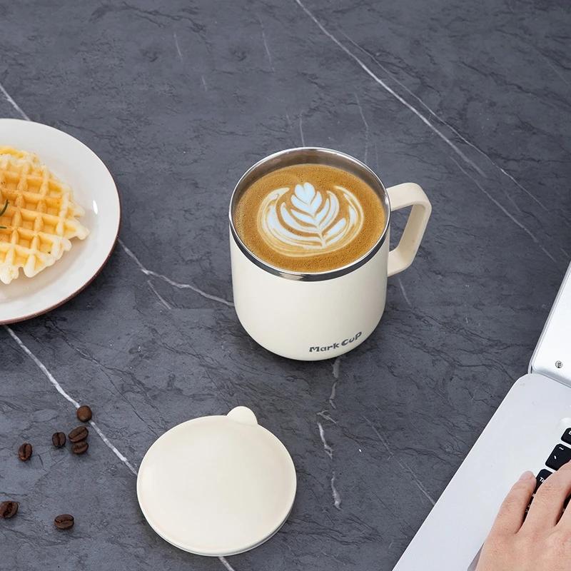 304 Stainless Steel Water Cup Milk Juice Tea Coffee Mug Double Layer Insulation Tropical Handle Cup Office Home Drink Mouth Cup