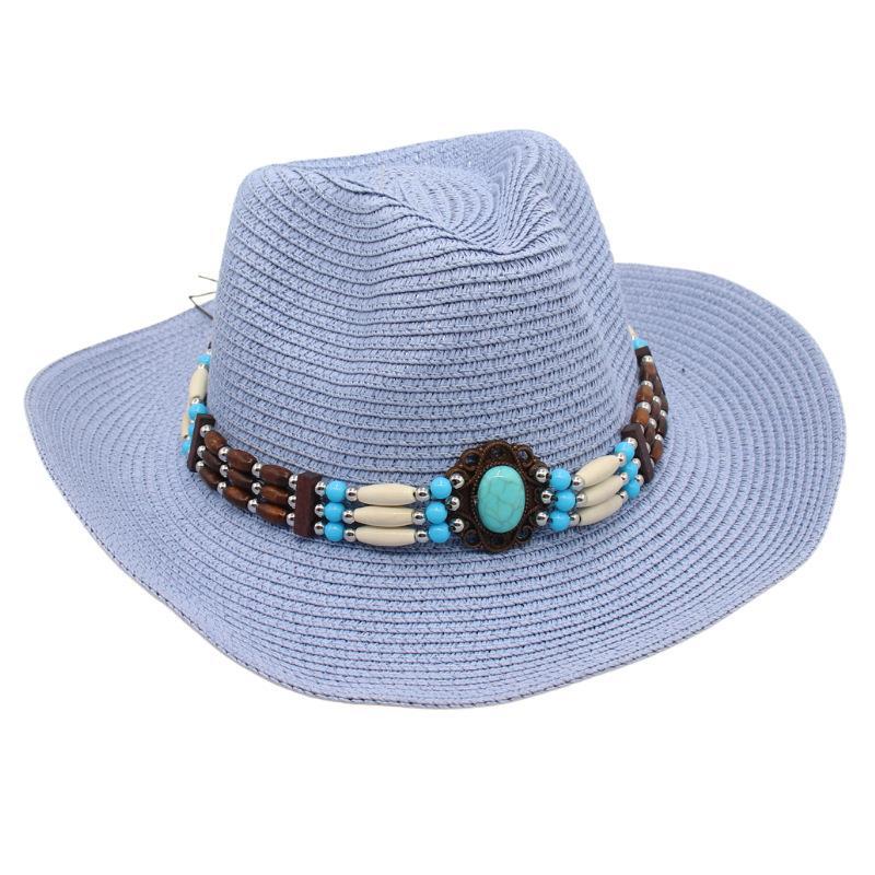 Spring And Summer Sanya Beach Hat Seaside Western Cowboy Straw Hat Ethnic Style Sun Protection Visor Jazz Hat Breathable