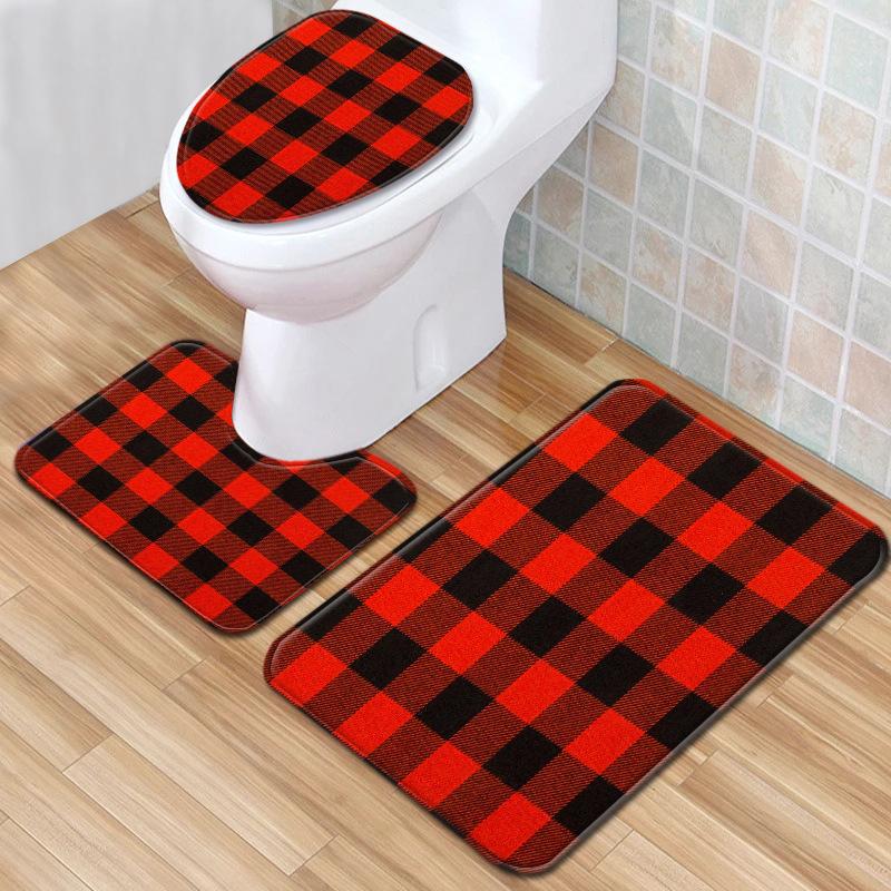 Textured Toilet Three-Piece Floor Mat Bathroom Three-Piece Carpet Doormat