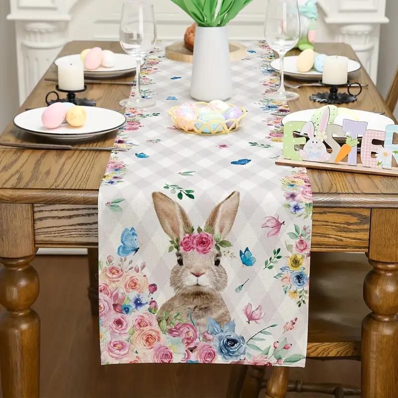 Easter Tablecloth Rectangular Shape Printed Tablecloth Linen Tablecloth Linen Easter Table Runner For Easter Celebration Party