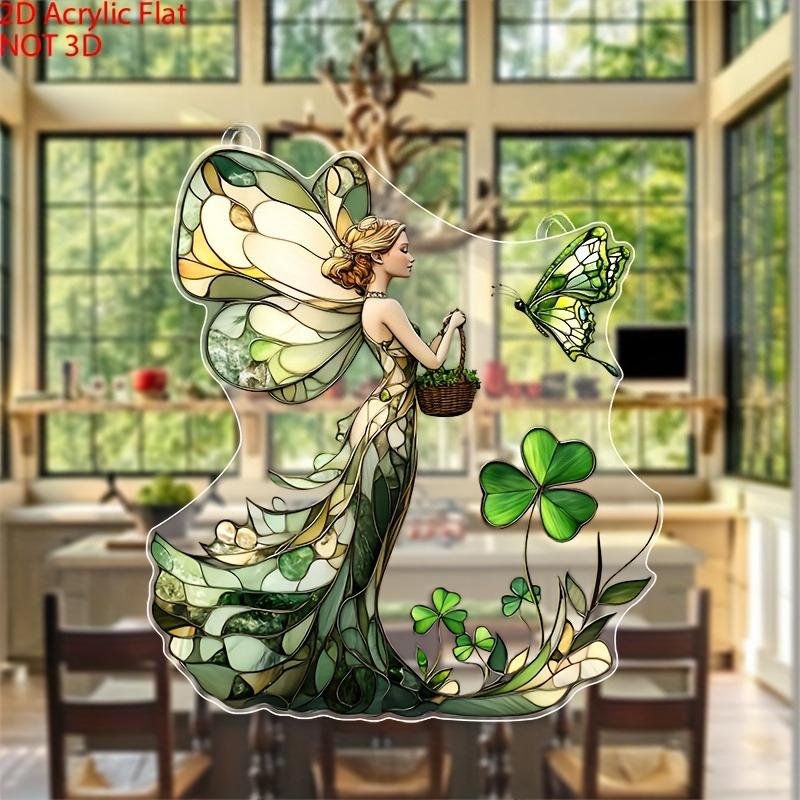 

2D Flat Acrylic Fairy and Alfalfa Sun Catcher Decoration, Indoor and Outdoor Decoration - No Battery/electricity Required, Shop Decoration, Dur 20*18cm