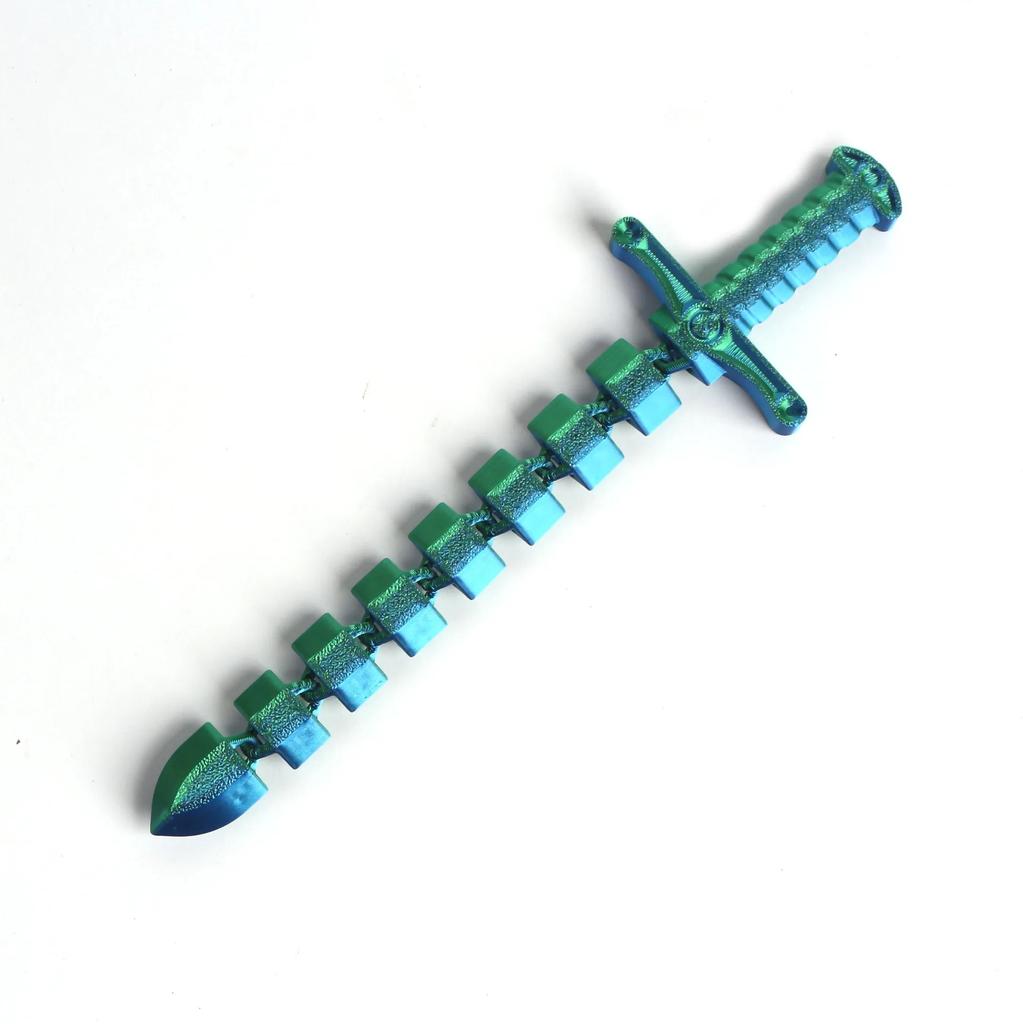 3D Printed Deformation Sword Interior Accessories Whip Bent Deformed Stretched Lock Flexible Swords Home Decor Ornaments