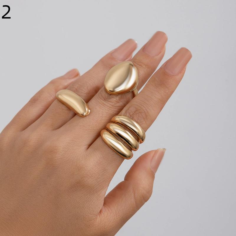 3/4Pcs Dating Rings Open Rings Adjustable Finger Rings Geometric Open Rings Finger Jewelry Suitable For Party Daily
