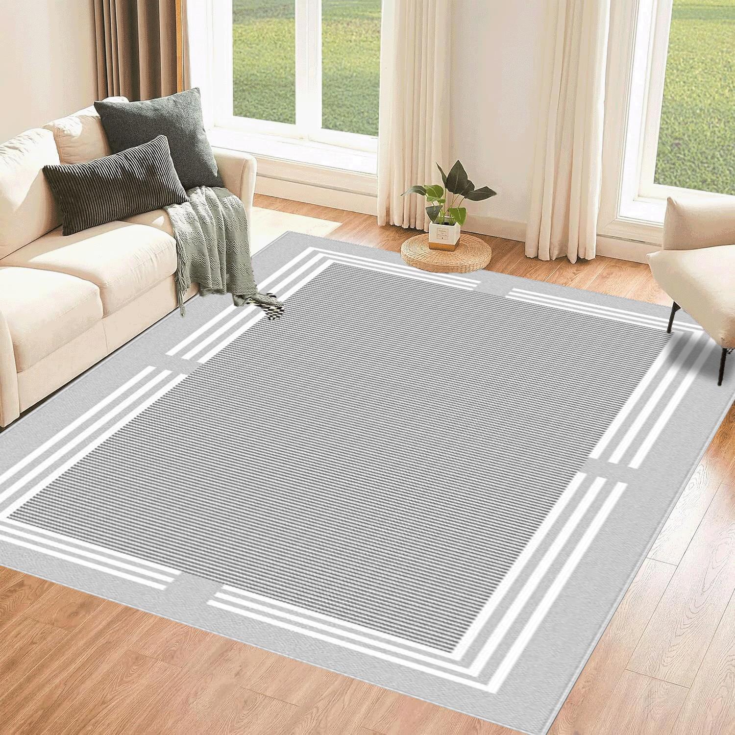 

Машинная стирка с нескользящей основой, устойчивый к пятнам серый полосатый ковер для гостиной, кухонный ковер и напольный коврик, мягкий коврик, коврик для беговой дорожки, 40 x 60 cm серый