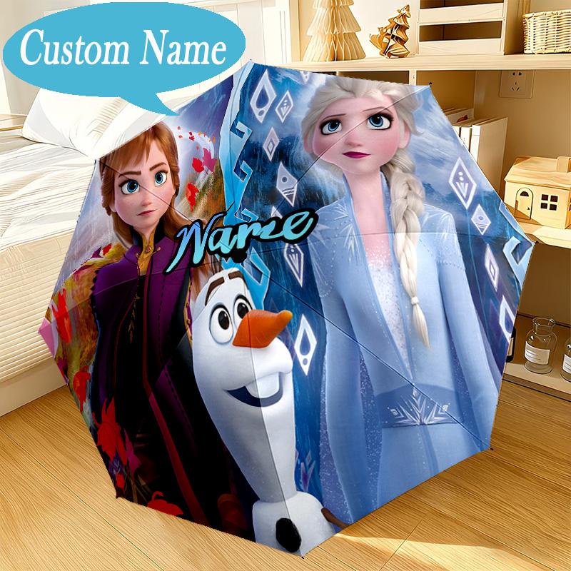 Custom Name The Snow Queen Umbrella Folding Umbrella, Automatic Umbrella 8-Frame for Travel, Casual Lightweight Birthday Christmas gift