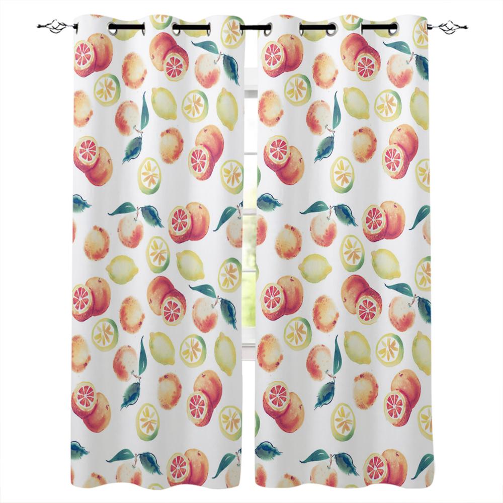 Small Fresh Summer Style Lemon Fruit Luxury Home Curtains Modern Home Supplies Living Room Bedroom Custom Curtains
