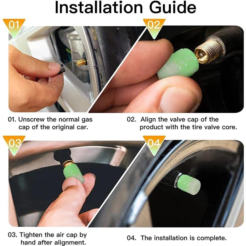 Car Wheel Reflective Stickers Glow-in-the-Dark Valve Covers Fluorescent Valves Motorcycle Bicycle Wheels Universal Accessories
