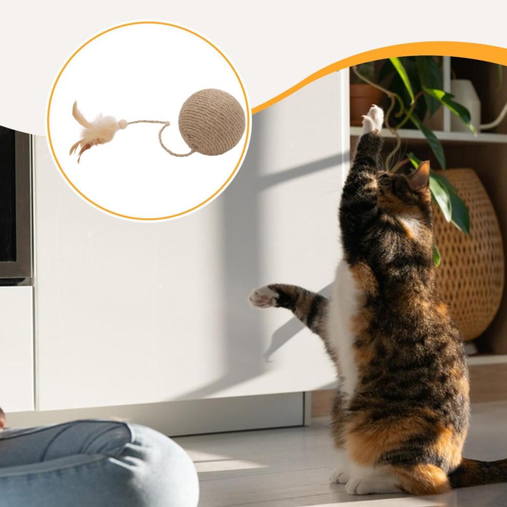 Cat Ball Ideal Gift Scratcher Kitten Toy for Indoor Cats Clawing Interactive Wood Color