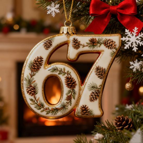 67 Christmas Ornament 2D Flat Funny Six Seven Meme Christmas Decoration