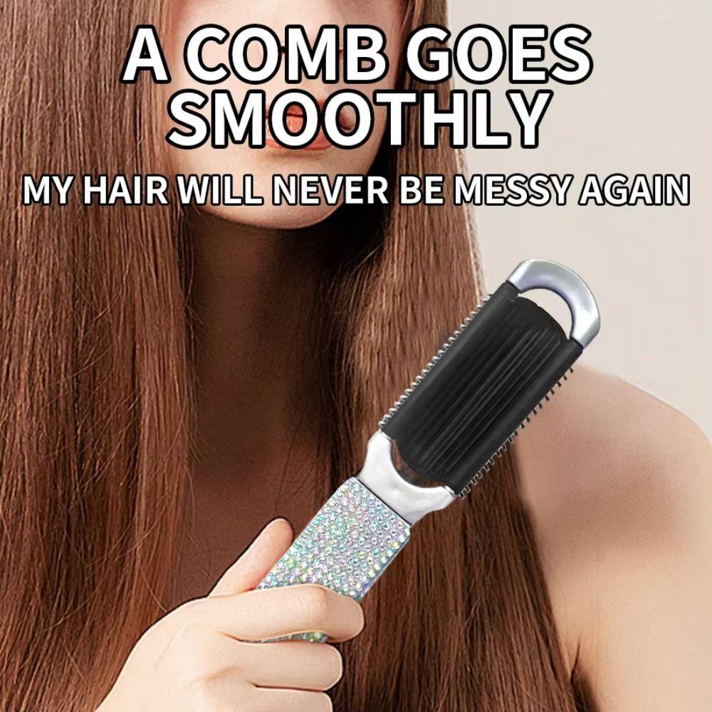 Portable BlingBling Comb Mirror Crystal-Encrusted Rhinestone Hair Comb Gift for Girls