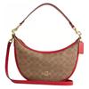 Aria 26 Monogram Print Zip Closure Shoulder Bag Coated Canvas And Leather Crossbody Tote Medium Women Bags Brown Red CCL26-IMYGS