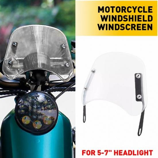 5 -7  Round Headlight Motorcycle Clear Windshield Universal Windscreen For Honda