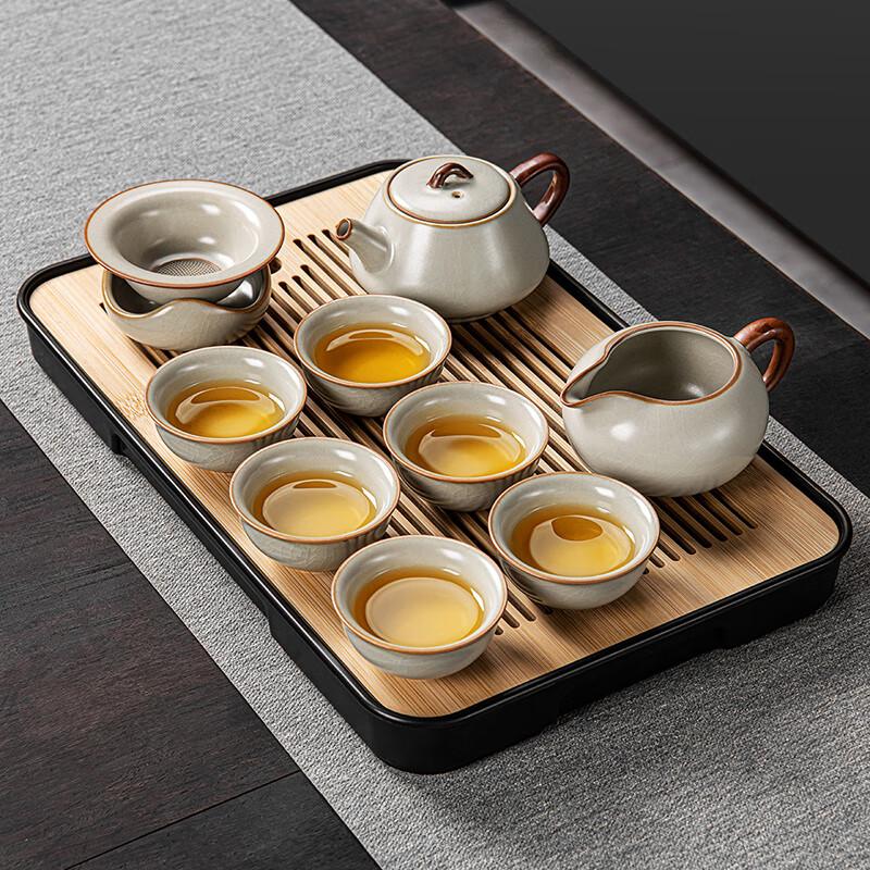 Lainuo Ru Kiln 9-Piece Tea Set with Tea Tray