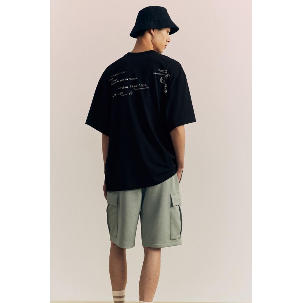 H M Loose FiT PrinTed T sHirT Black