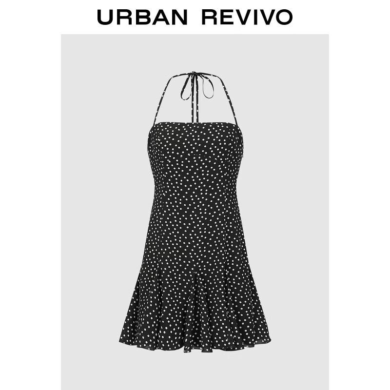 UR2026 Women s Polka Dot Halter Neck Dress XS