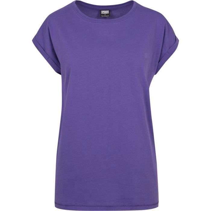Chemise Femme - Urban Classics - EXTENDED SHOULDER - Manches Courtes - 100% Coton - Violet