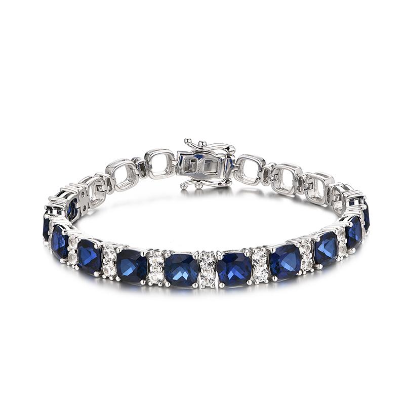ATTAGEMS 925 Silver Jewelry Original Created Blue Spinel Bracelet 1.0CT Tennis Bracelets For Women Luxury Gift Wedding Authentic